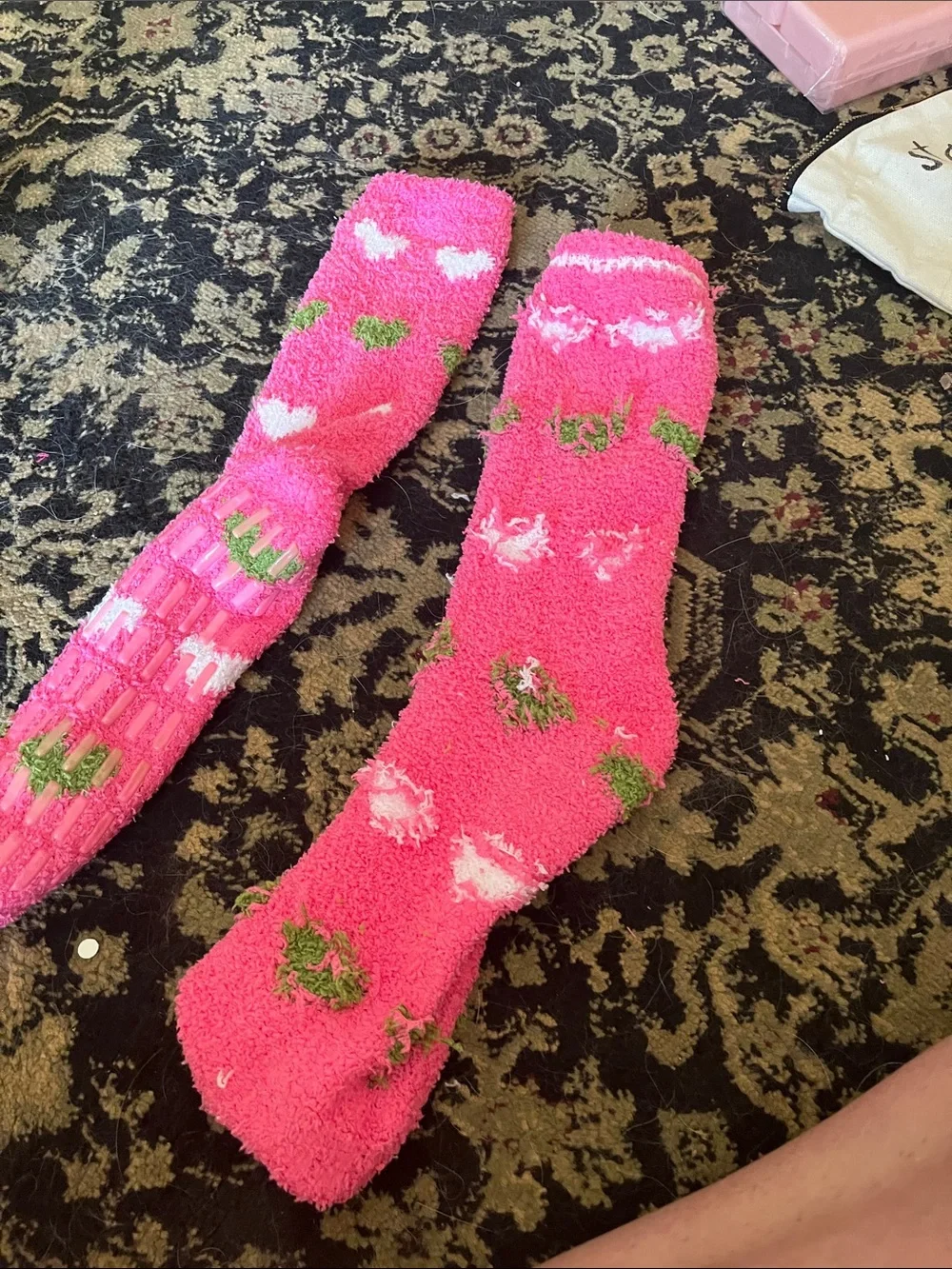 Cozy Pink Heart Fuzzy Socks